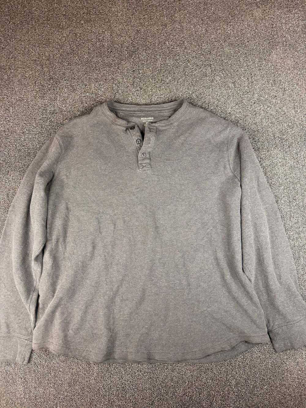 Sonoma Life + Style Thermal Henley Size XXL Gray Long Sleeve Shirt